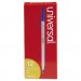 Universal UNV27421 Stick Ballpoint Pen, Fine 0.7mm, Blue Ink, Gray Barrel, Dozen