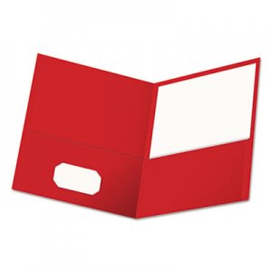 Universal UNV56611 Two-Pocket Portfolio, Embossed Leather Grain Paper, Red, 25/Box