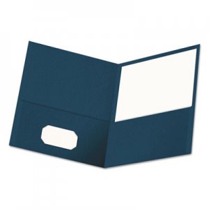 Universal UNV56638 Two-Pocket Portfolio, Embossed Leather Grain Paper, Dark Blue, 25/Box