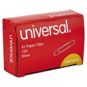 Universal UNV72210 Paper Clips, Small (No. 1), Silver, 100 Clips/Box, 10 Boxes/Pack