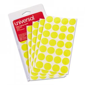 Universal UNV40114 Self-Adhesive Removable Color-Coding Labels, 0.75" dia., Yellow, 28/Sheet, 36 Sheets/Pack