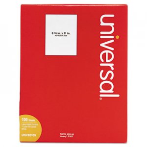 Universal UNV80109 White Labels, Inkjet/Laser Printers, 8.5 x 11, White, 100/Box