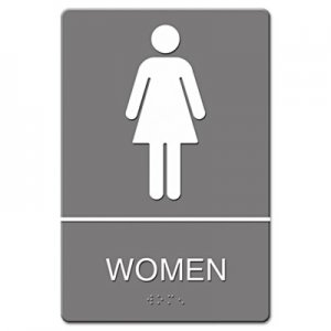 Headline Sign USS4816 ADA Sign, Women Restroom Symbol w/Tactile Graphic, Molded Plastic, 6 x 9, Gray