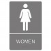 Headline Sign USS4816 ADA Sign, Women Restroom Symbol w/Tactile Graphic, Molded Plastic, 6 x 9, Gray