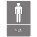 Headline Sign 4817 ADA Sign, Men Restroom Symbol w/Tactile Graphic, Molded Plastic, 6 x 9, Gray