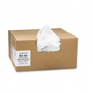 Classic Clear 385822C Clear Low-Density Can Liners, 55-60 gal, .8 mil, 38 x 58, Clear, 100/Carton