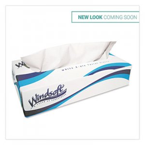 Windsoft WIN2360 Facial Tissue, 2 Ply, White, Flat Pop-Up Box, 100 Sheets/Box, 30 Boxes/Carton