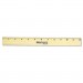 Westcott 05221 Flat Wood Ruler w/Two Double Brass Edges, 12", Clear Lacquer Finish