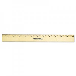 Westcott 05011 Wood Ruler with Single Metal Edge, 12