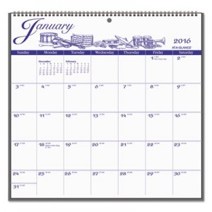 At-A-Glance AAGG100017 12-Month Illustrator s Edition Wall Calendar, 12 x 11 3/4, Illustrations, 2016