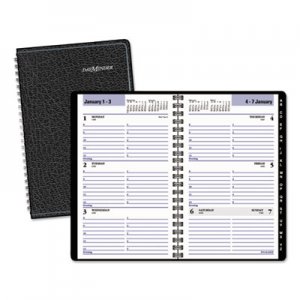 DayMinder AAGG21000 Block Format Weekly Appointment Book w/Contacts Section, 4 7/8 x 8, Black, 2016