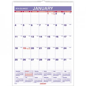 At-A-Glance AAGPM128 Monthly Wall Calendar with Ruled Daily Blocks, 8 x 11, White, 2017