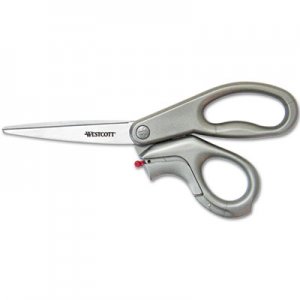 Westcott 13227 EZ-Open Scissors and Box Cutters, 8" Long, Grey