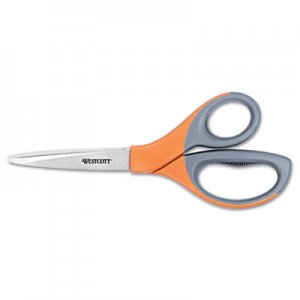 Westcott ACM41318 Elite Series Stainless Steel Shears, 8" Long, 3.5" Cut Length, Orange Straight Handle