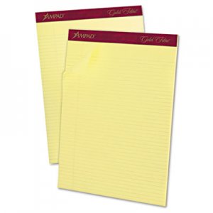 Ampad TOP20022 Gold Fibre Pads, 8 1/2 x 11 3/4, Canary, 50 Sheets, Dozen