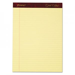 Ampad TOP20032 Gold Fibre Writing Pads, Legal/Wide, 8 1/2 x 11 3/4, Canary, 50 Sheets, 4/Pack