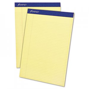 Ampad TOP20222 Perforated Writing Pad, 8 1/2" x 11 3/4", Canary, 50 Sheets, Dozen