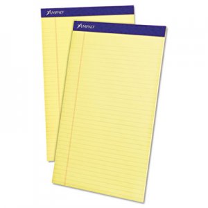 Ampad 20230 Perforated Writing Pad, 8 1/2 x 14, Canary, 50 Sheets, Dozen