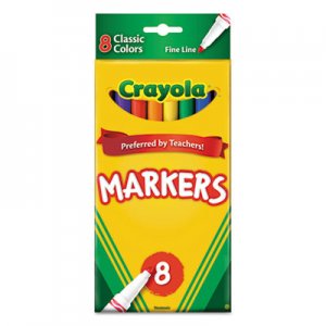 Crayola CYO587709 Non-Washable Markers, Fine Point, Classic Colors, 8/Set