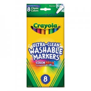 Crayola CYO587809 Washable Markers, Fine Point, Classic Colors, 8/Pack