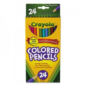 Crayola CYO684024 Long Barrel Colored Woodcase Pencils, 3.3 mm, 24 Assorted Colors/Set