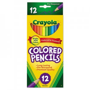 Crayola CYO684012 Long Barrel Colored Woodcase Pencils, 3.3 mm, Assorted Colors, 12/Set