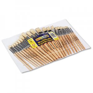 Creativity Street 5172 Preschool Brush Set, Sizes 1-12, Natural Bristle, Flat; Round, 24/Set