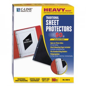 C-Line 00010 Traditional Polypropylene Sheet Protector, Heavyweight, 11 x 8 1/2, 50/BX