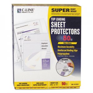C-Line 61008 Super Heavyweight Poly Sheet Protector, Non-Glare, 2", 11 x 8 1/2, 50/BX
