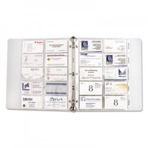 C-Line 61117 Tabbed Business Card Binder Pages, 20 Cards Per Letter Page, Clear, 5 Pages