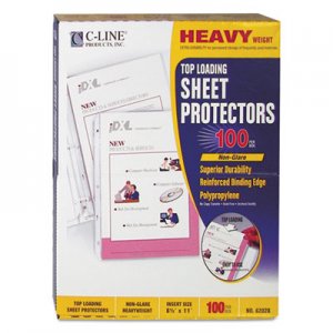 C-Line 62028 Heavyweight Polypropylene Sheet Protector, Non-Glare, 2", 11 x 8 1/2, 100/BX