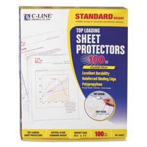 C-Line 62027 Standard Weight Polypropylene Sheet Protector, Clear, 2", 11 x 8 1/2, 100/BX