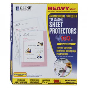 C-Line 62033 Hvywt Poly Sht Protector, Clear, Top-Loading, 2", 11 x 8 1/2, 100/BX