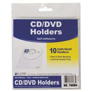 C-Line 70568 Self-Adhesive CD Holder, 5 1/3 x 5 2/3, 10/PK