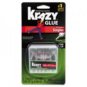 Krazy Glue KG58248SN Krazy Glue Single-Use Tubes w/Storage Case, 0.07 oz, 4/Pack