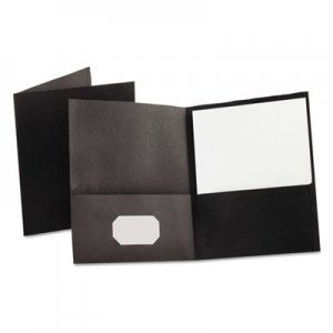 Oxford 57506 Twin-Pocket Folder, Embossed Leather Grain Paper, Black
