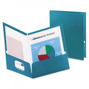 Oxford 5049561 Two-Pocket Laminated Folder, 100-Sheet Capacity, Metallic Teal