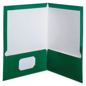 Oxford 51717 High Gloss Laminated Paperboard Folder, 100-Sheet Capacity, Green, 25/Box