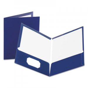 Oxford 51743 High Gloss Laminated Paperboard Folder, 100-Sheet Capacity, Navy, 25/Box