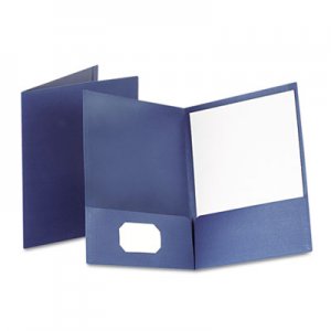 Oxford 53443 Linen Finish Twin Pocket Folders, Letter, Navy, 25/Box
