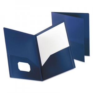 Oxford 57402 Poly Twin-Pocket Folder, Holds 100 Sheets, Opaque Dark Blue