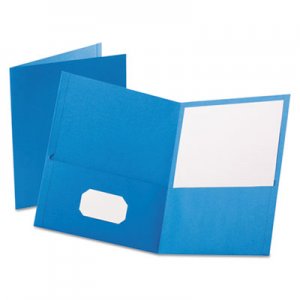 Oxford 57501 Twin-Pocket Folder, Embossed Leather Grain Paper, Light Blue