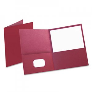 Oxford 57557 Twin-Pocket Folder, Embossed Leather Grain Paper, Burgundy