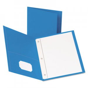 Oxford 57701 Twin-Pocket Folders with 3 Fasteners, Letter, 1/2" Capacity, Light Blue, 25/Box