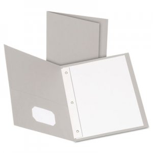 Oxford 57705 Twin-Pocket Folders with 3 Fasteners, Letter, 1/2" Capacity, Gray, 25/Box