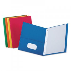 Oxford 57713 Twin-Pocket Folders with 3 Fasteners, Letter, 1/2" Capacity, Assorted, 25/Box