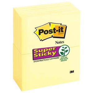 Post-it Notes Super Sticky MMM65512SSCY Canary Yellow Note Pads, 3 x 5, 90/Pad, 12 Pads/Pack