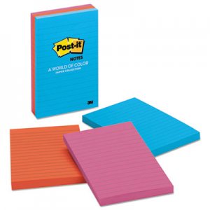 Post-it Notes MMM6603AU Original Pads in Jaipur Colors, 4 x 6, Lined, 100/Pad, 3 Pads/Pack