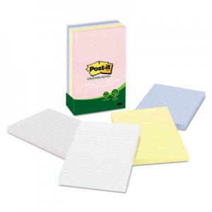 Post-it Notes MMM660RPA Original Recycled Note Pads, 4 x 6, Helsinki, 100/Pad, 5 Pads/Pack