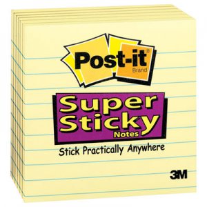 Post-it Notes Super Sticky MMM6756SSCY Canary Yellow Pads, 4 x 4, Lined, 90/Pad, 6 Pads/Pack